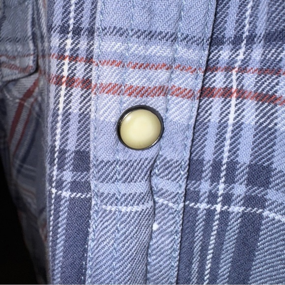 Ruff Hewn Men’s Flannel Shirt SZ XXL Blues Pearl Snaps Yoke 100% Cotton Western - Picture 4 of 7